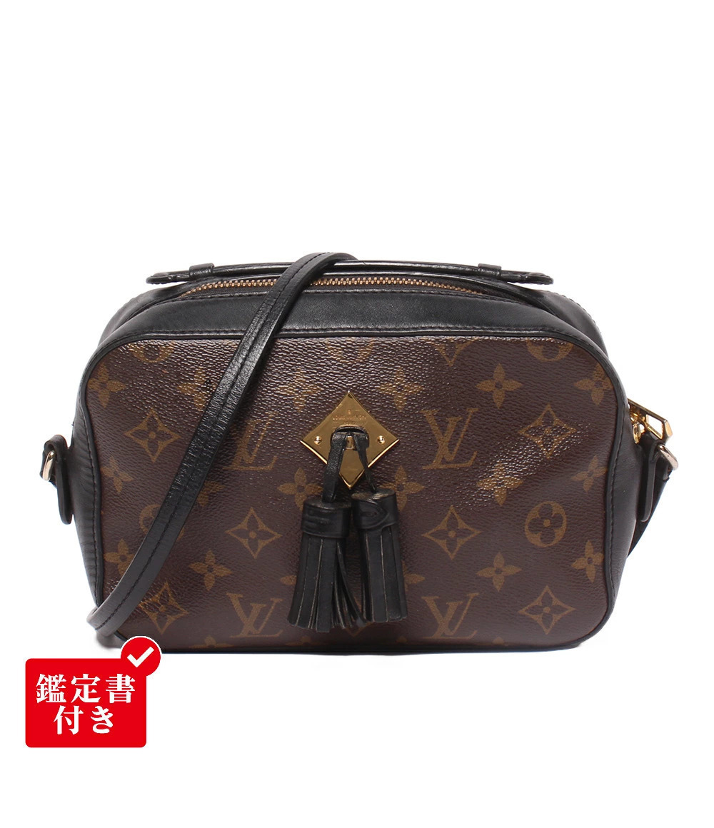Louis Vuitton Saintonge Monogram Crossbody Bag Canvas Leather Black Brown